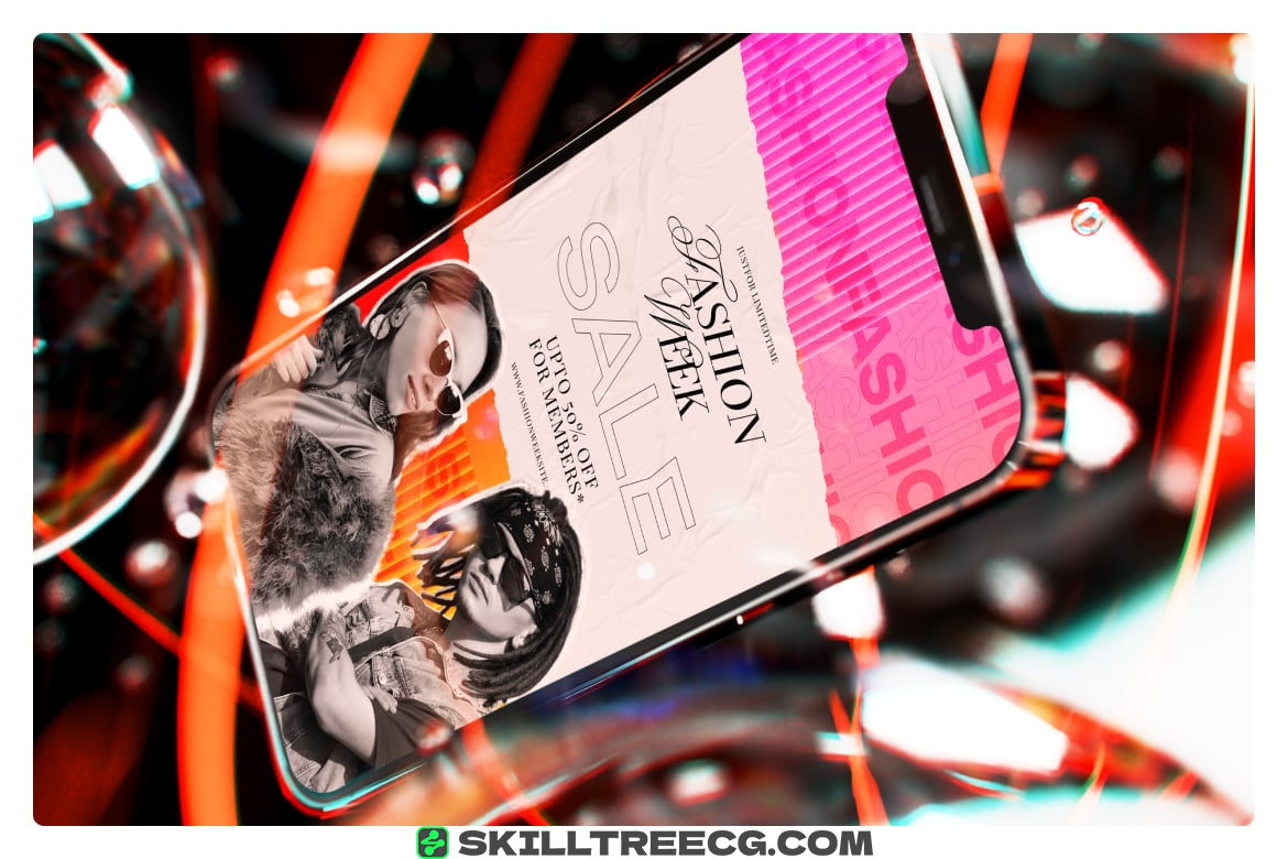 图片[2]-Glass Cyberpunk Smartphone Mockup（580586）-技能树